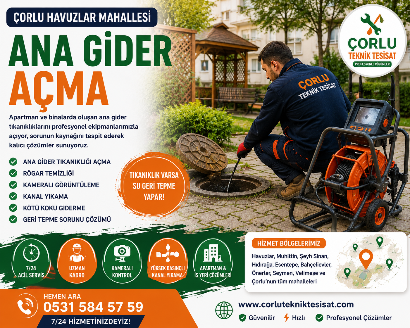 Çorlu Havuzlar Mahallesi Ana Gider Açma