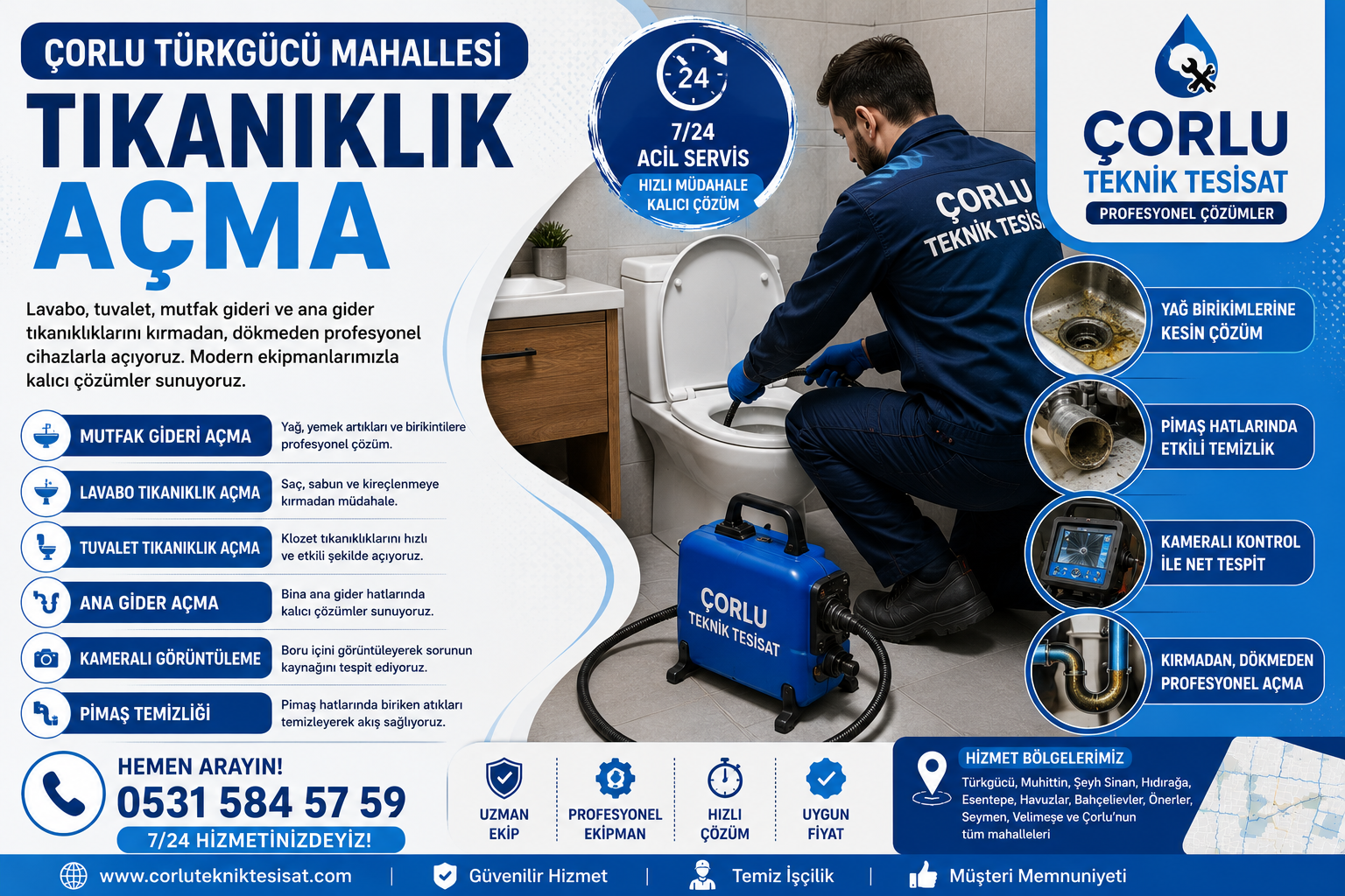 Çorlu Türkgücü Mahallesi Tıkanıklık Açma