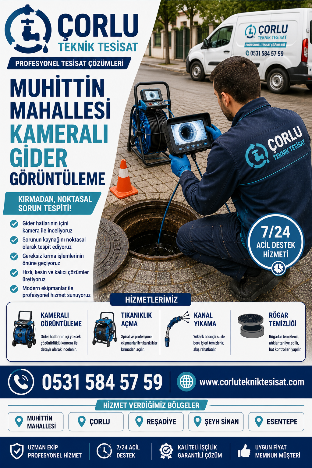 Muhittin Mahallesi Kameralı Gider Görüntüleme ile Kırmadan Sorun Tespiti